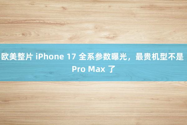 欧美整片 iPhone 17 全系参数曝光，最贵机型不是 Pro Max 了