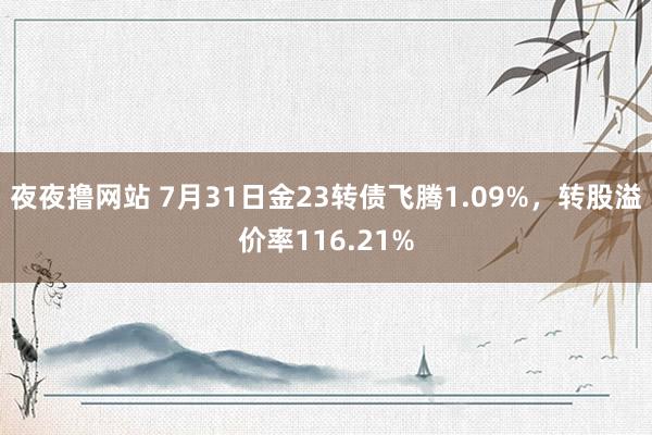 夜夜撸网站 7月31日金23转债飞腾1.09%，转股溢价率116.21%