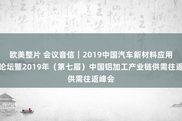 欧美整片 会议音信｜2019中国汽车新材料应用岑岭论坛暨2019年（第七届）中国铝加工产业链供需往返峰会