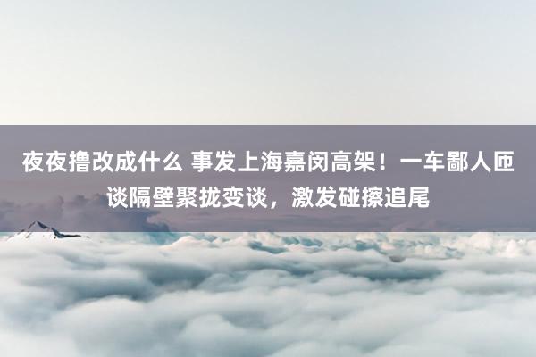 夜夜撸改成什么 事发上海嘉闵高架！一车鄙人匝谈隔壁聚拢变谈，激发碰擦追尾