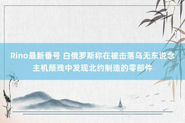 Rino最新番号 白俄罗斯称在被击落乌无东说念主机颓残中发现北约制造的零部件