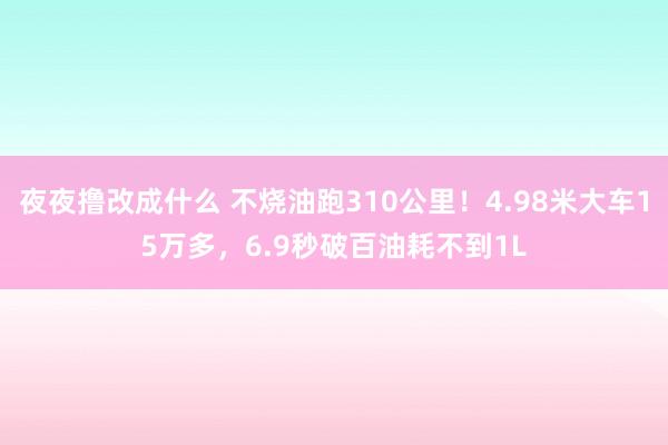 夜夜撸改成什么 不烧油跑310公里！4.98米大车15万多，6.9秒破百油耗不到1L