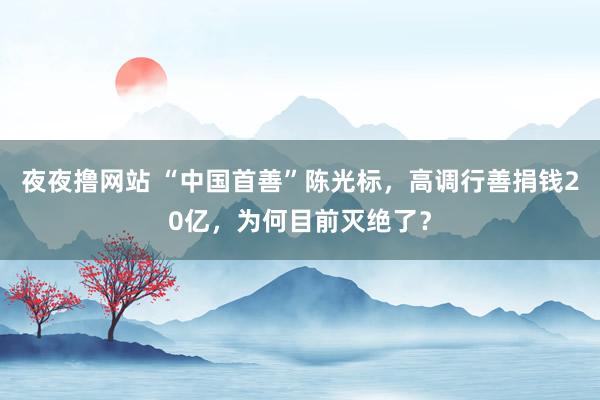 夜夜撸网站 “中国首善”陈光标，高调行善捐钱20亿，为何目前灭绝了？