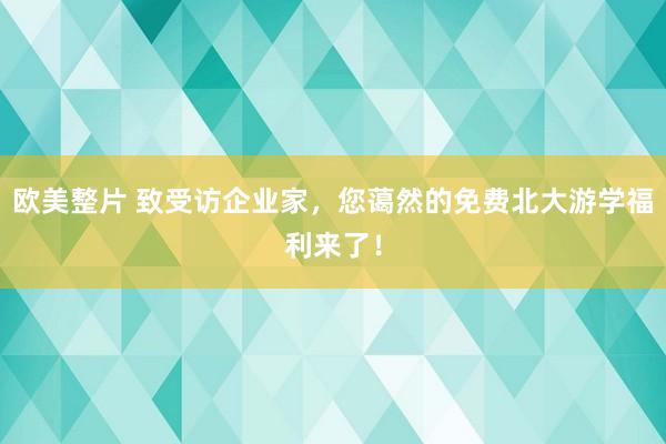 欧美整片 致受访企业家，您蔼然的免费北大游学福利来了！