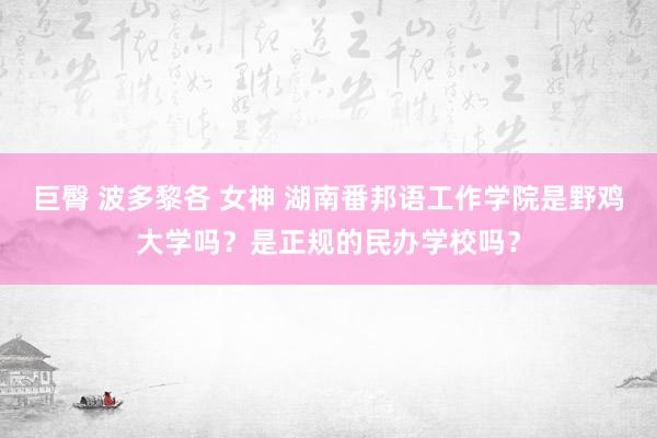 巨臀 波多黎各 女神 湖南番邦语工作学院是野鸡大学吗？是正规的民办学校吗？